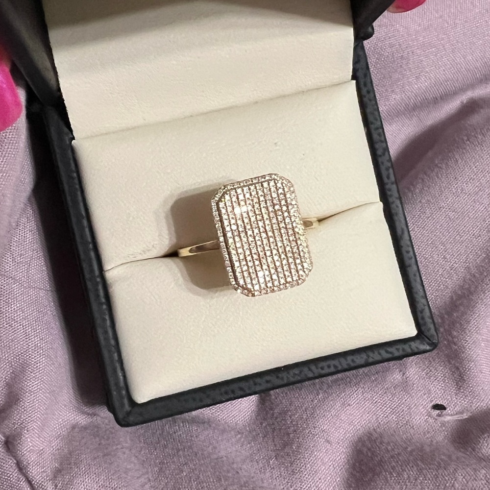 14K Solid Gold Pave Diamond Ring size 9